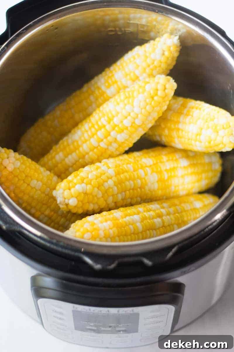 Cooked corn on the cob in the Instant pot.