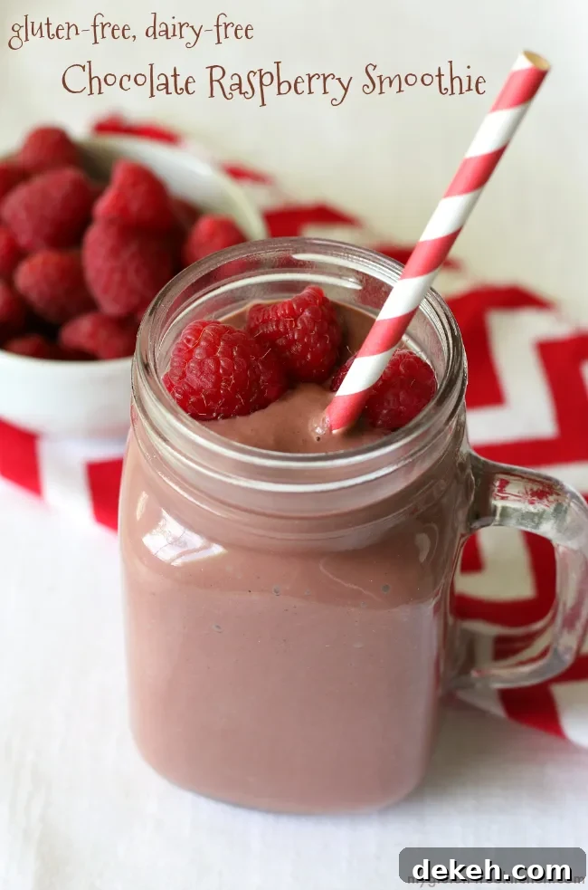 Gluten-free Dairy-free Chocolate Raspberry Smoothie