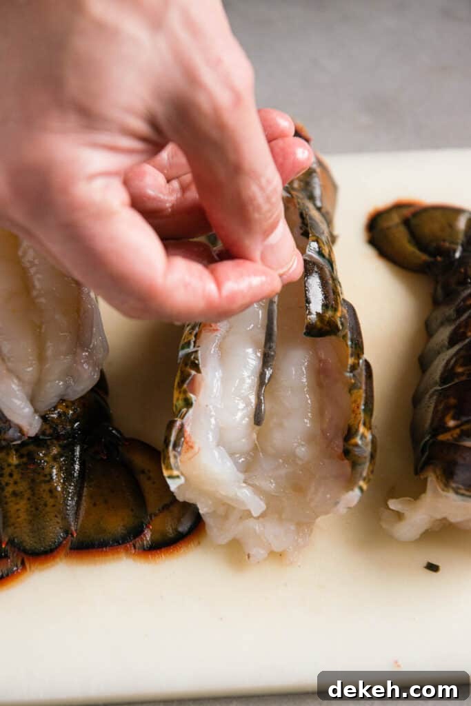 deveining lobster tail