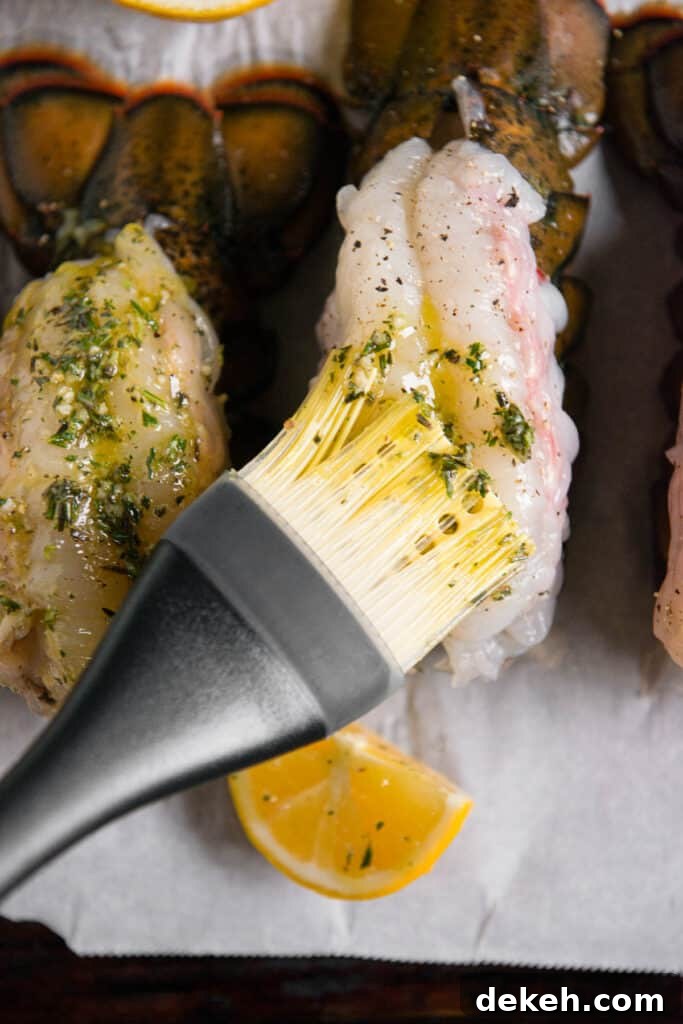 coating lobster tails with melted butter