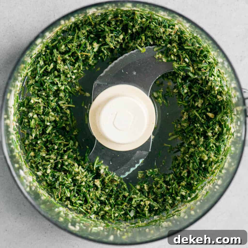 garlic thyme and rosemary blended in food processor