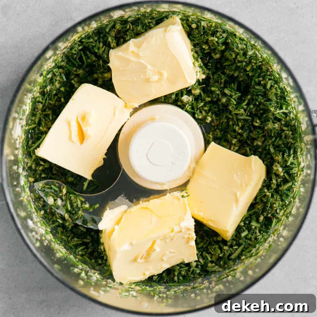 butter added to garlic and herbs for compound butter
