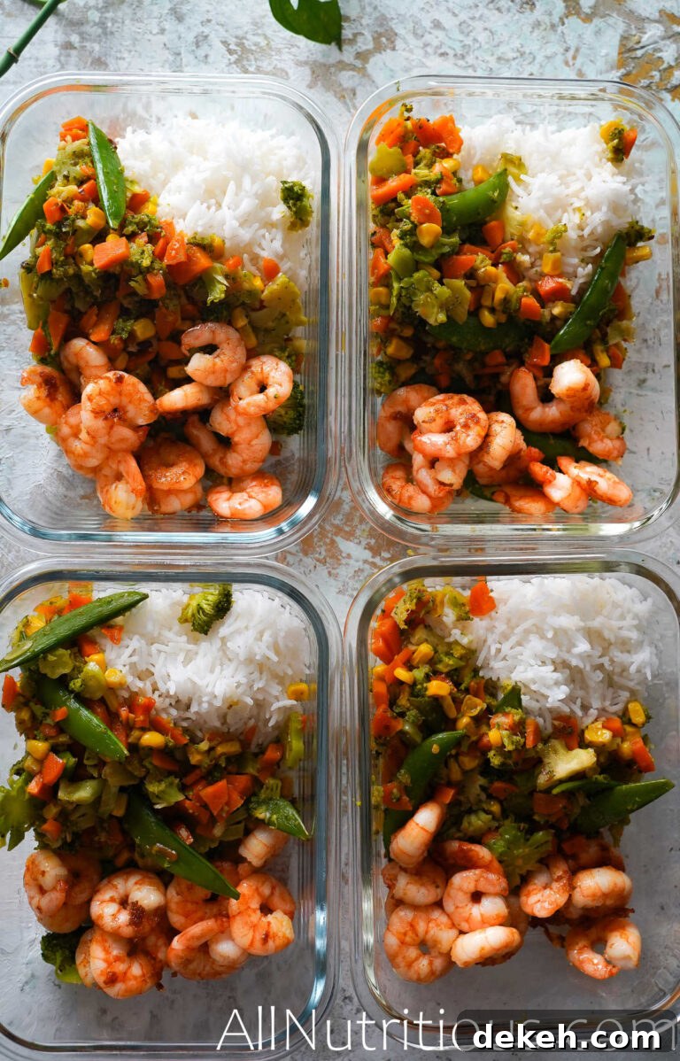 honey garlic shrimp meal prep bowl
