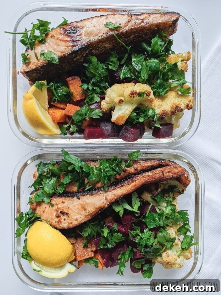 salmon with veggies meal prep