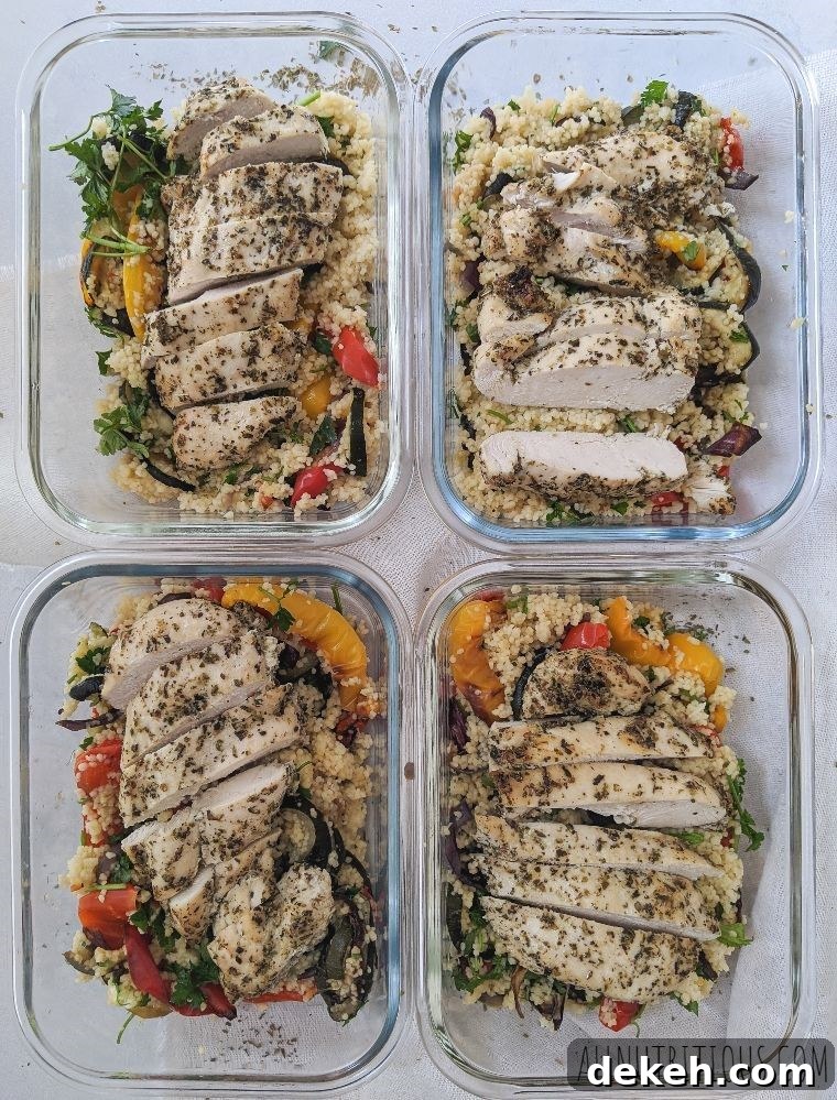 herb chicken with couscous meal prep