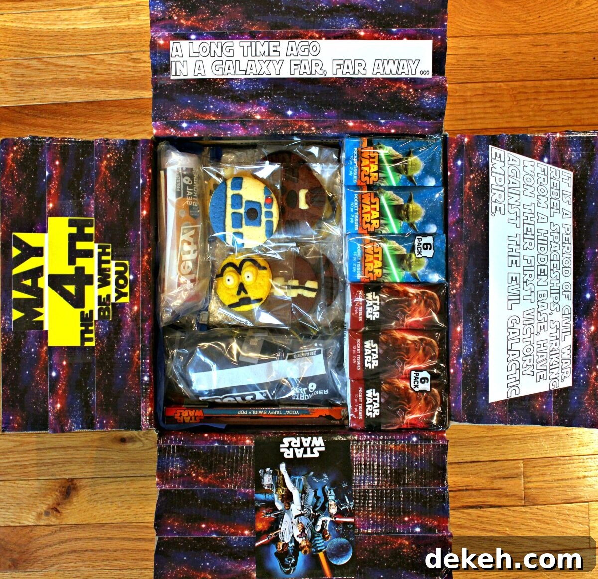 May the 4th Be With You/ Star Wars Military Care Package with decorated box flaps.