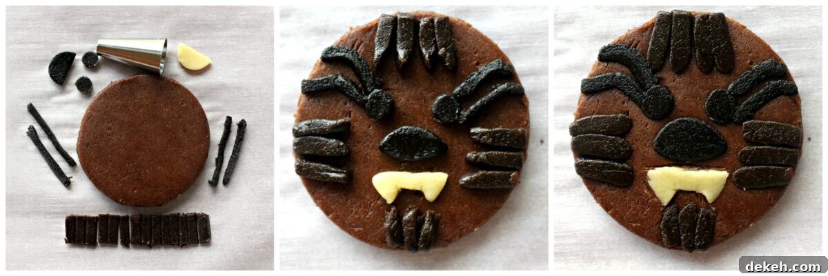 Assembly instruction images for Chewbacca cookies.