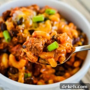 bowl of homemade chili mac
