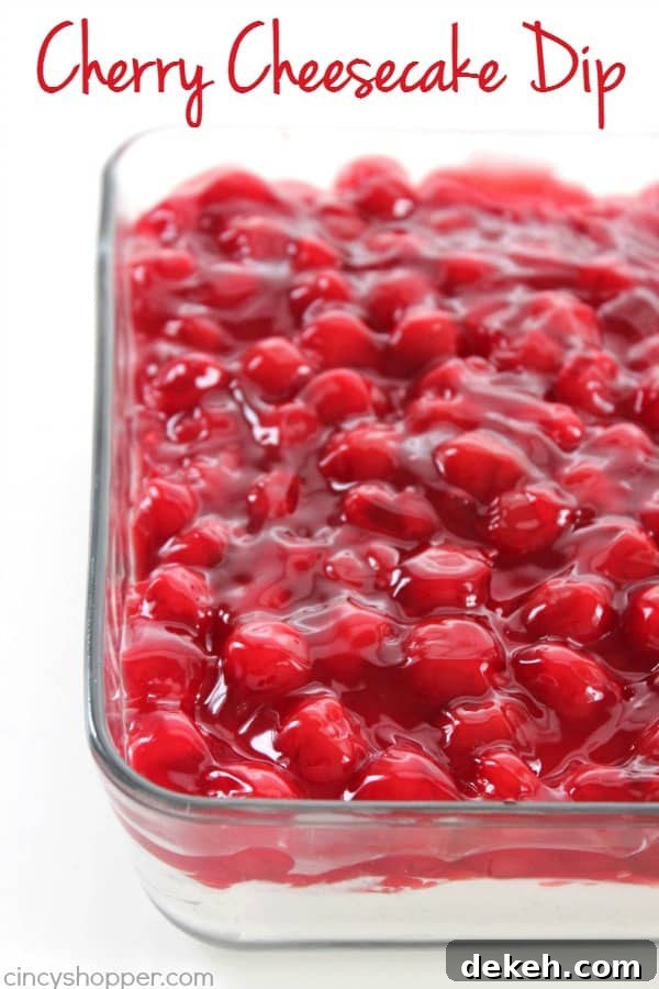 Cherry Cheesecake Dip - Just 4 Ingredients. Makes for a perfect appetizer. Serve them with graham crackers, Nilla wafers, or even pretzels.
