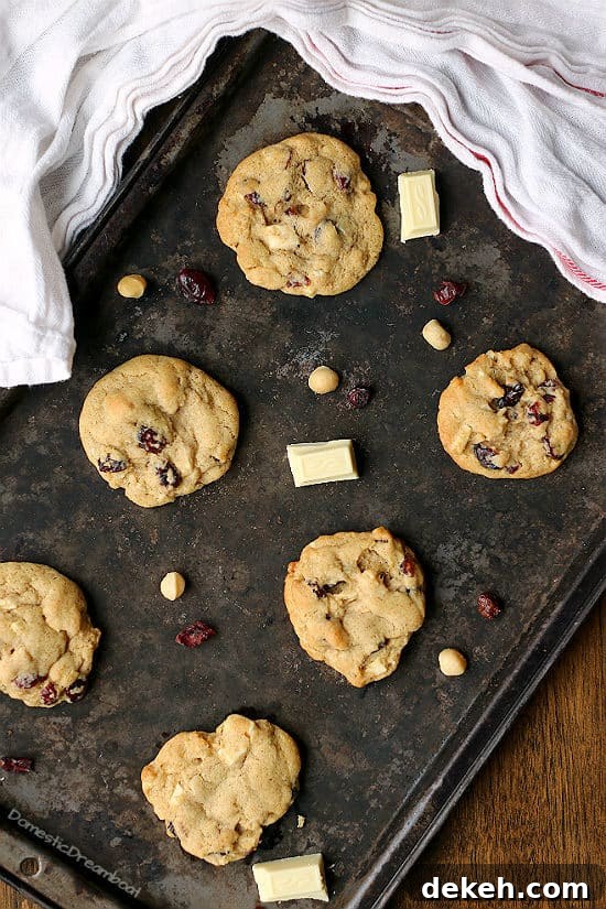 Cranberry White Chocolate Chip Cookies with Macadamia Nuts