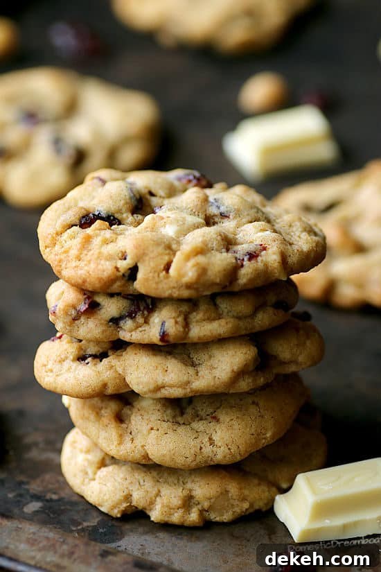 Cranberry White Chocolate Chip Cookies with Macadamia Nuts
