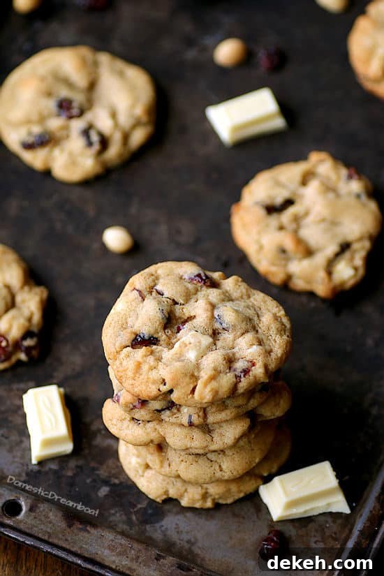 Cranberry White Chocolate Chip Cookies with Macadamia Nuts