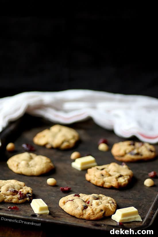 Cranberry White Chocolate Chip Cookies with Macadamia Nuts