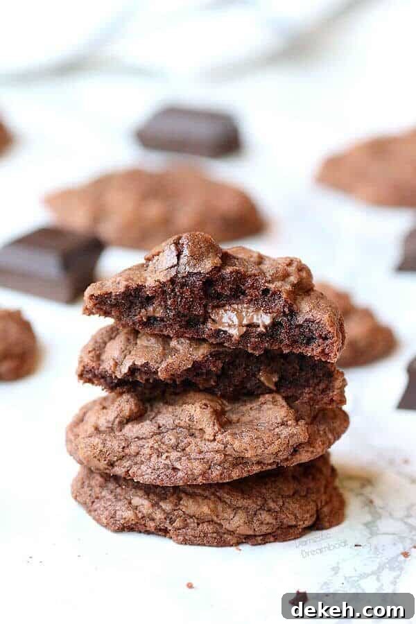 Stack of chocolate mint cookies