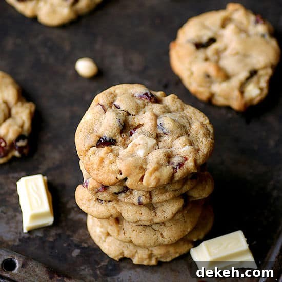 Cranberry White Chocolate Chip Cookies with Macadamia Nuts