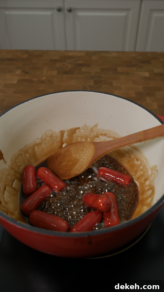 Caramelized hot dogs