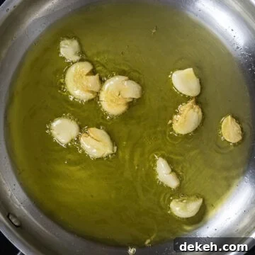 garlic slightly browned while frying.