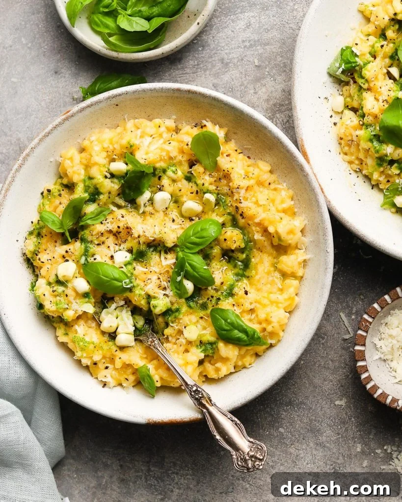 Sweet Corn, Parmesan & Mascarpone Risotto with Basil Oil