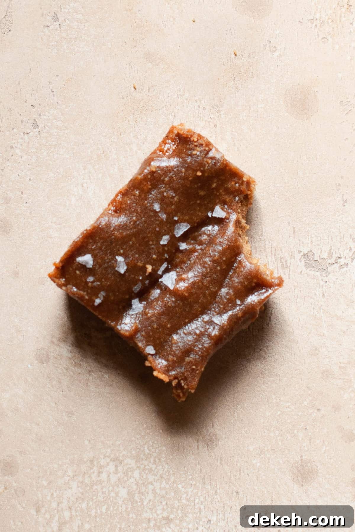bite out of a salted caramel blondie
