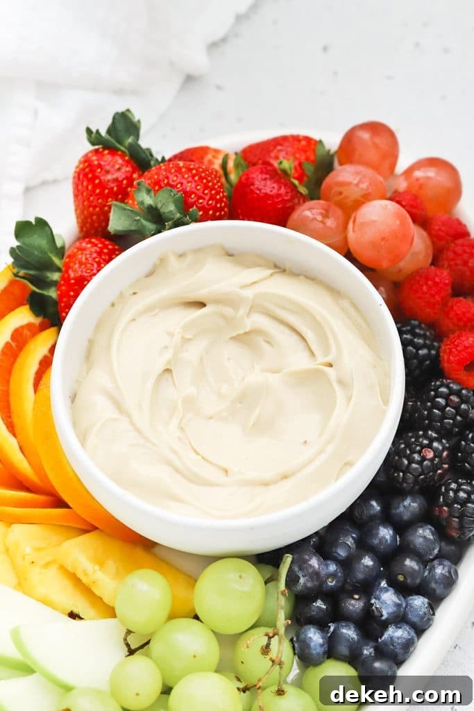 Brown Sugar Cream Cheese Fruit Dip With A Rainbow of Fresh Fruit