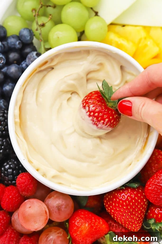 Brown Sugar Cream Cheese Fruit Dip With A Rainbow of Fresh Fruit