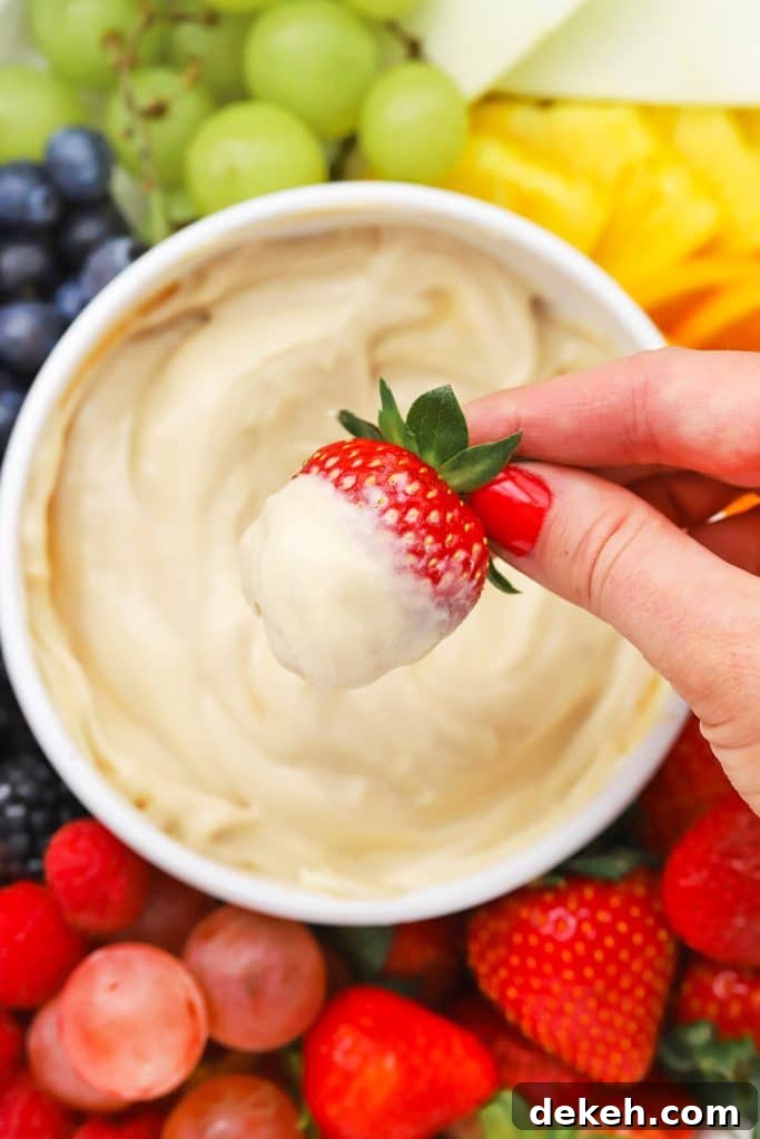 Brown Sugar Cream Cheese Fruit Dip With A Rainbow of Fresh Fruit