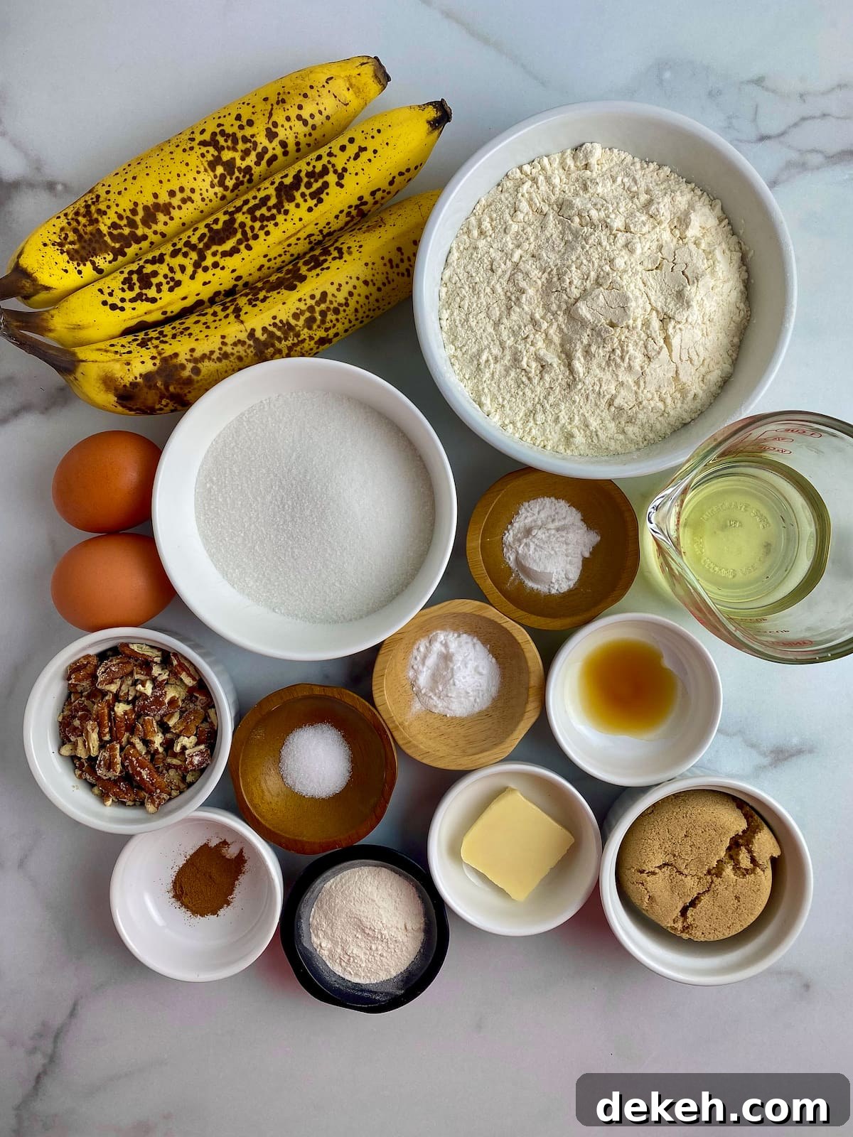 Top-down view of banana muffins
