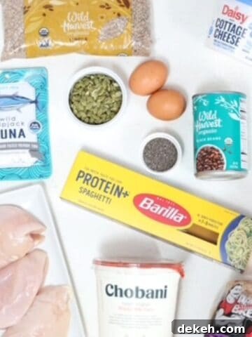A variety of high protein foods