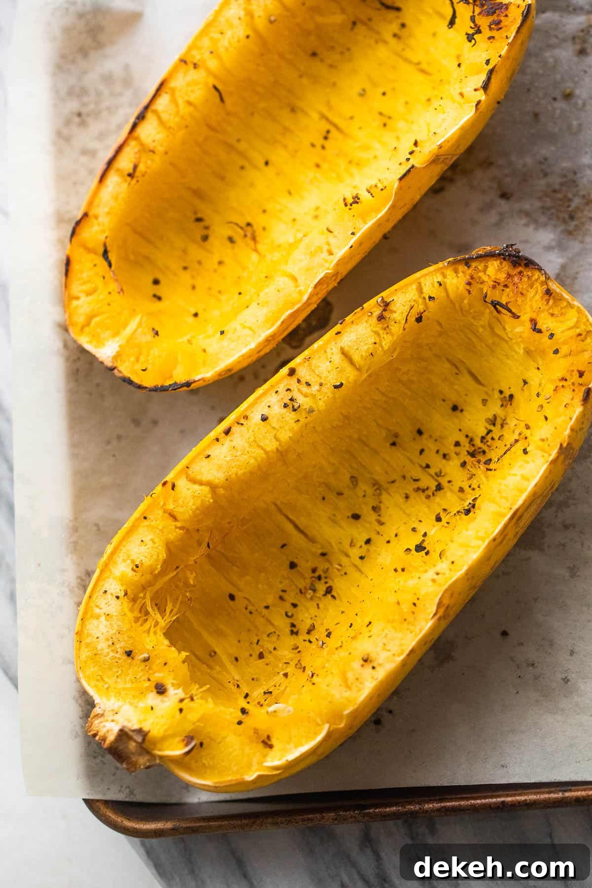 halved spaghetti squash