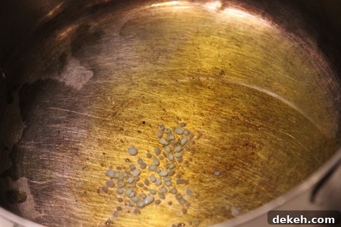 Image shows a pan of oil and wax to make into lip balm