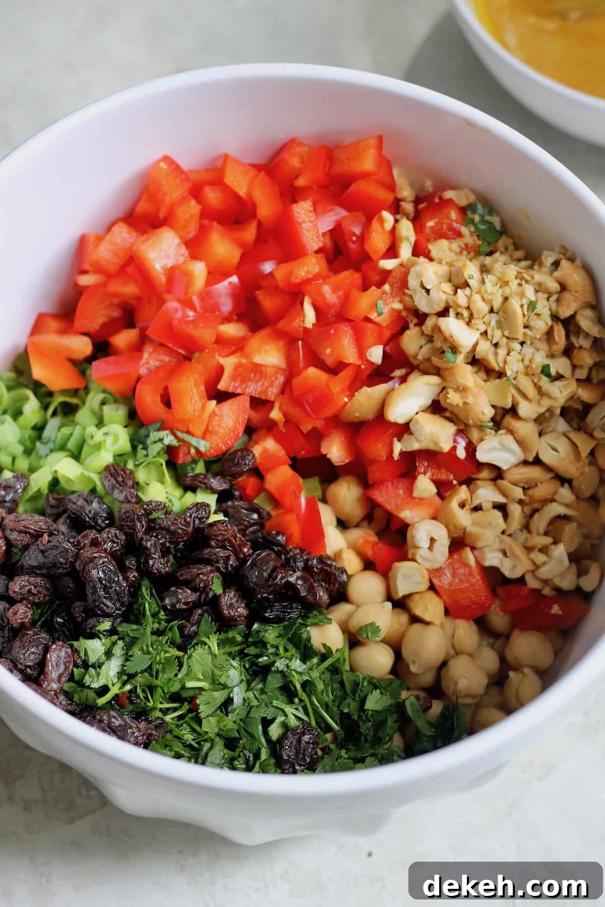 mixing bowl of salad ingredients