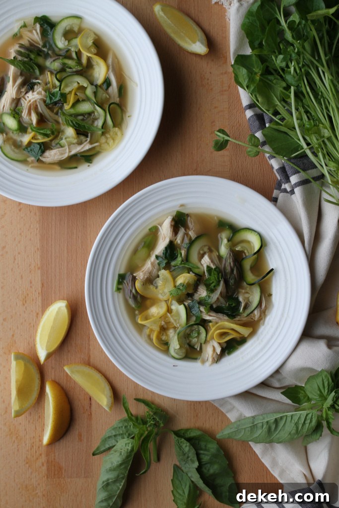 spring chicken soup with lemon and asparagus