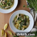 spring chicken soup with lemon and asparagus