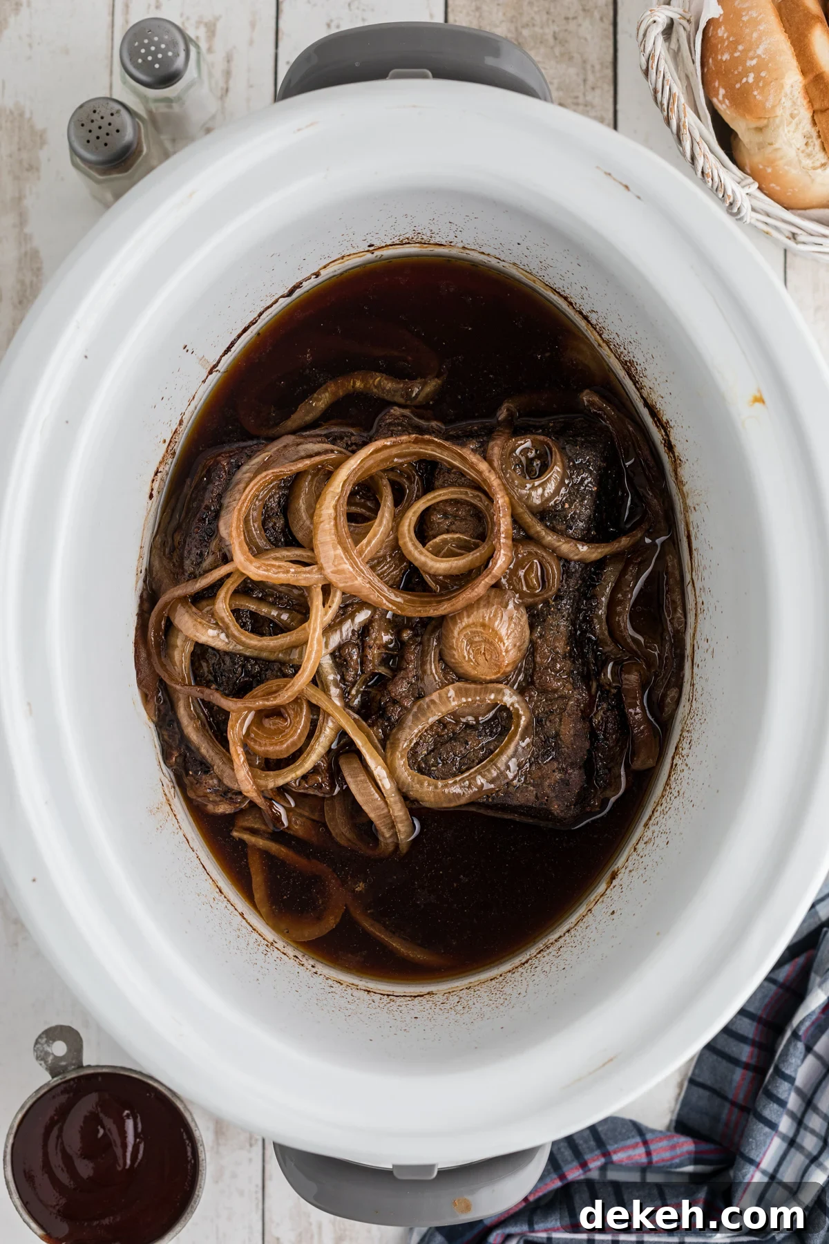 chuck roast after cooking in a crockpot.