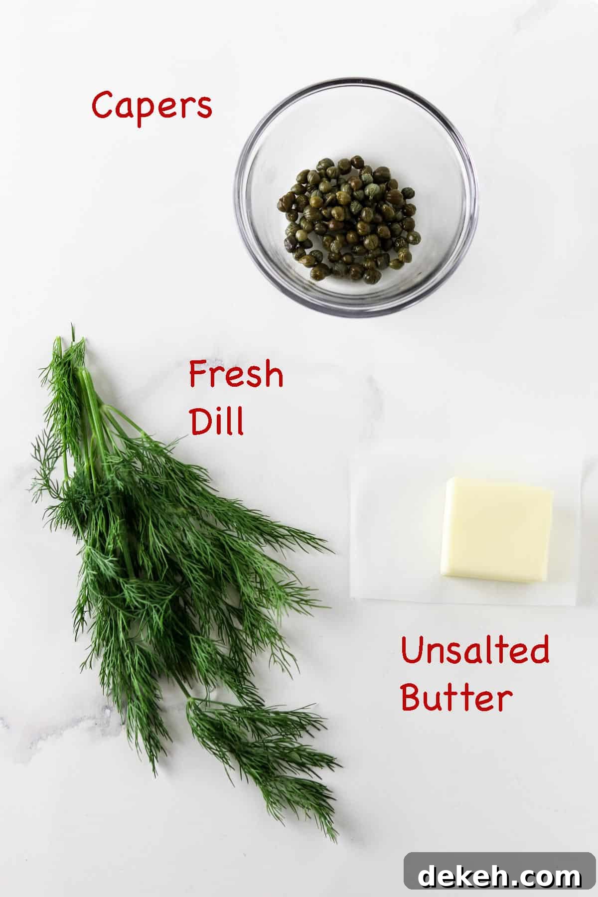 Labeled ingredients for Dill Caper Butter.