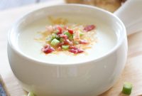 Hearty Creamy Potato Soup Recipe with Crispy Bacon Topping