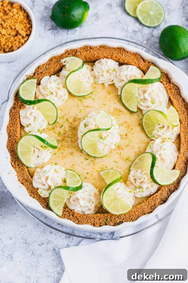 Simply Amazing Key Lime Pie Key lime pie with a lime-flavoured graham cracker crust, creamy filling and whipped cream