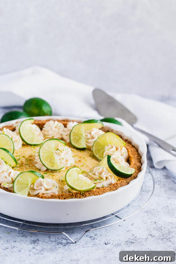 Baked key lime pie Key lime pie just out of the oven