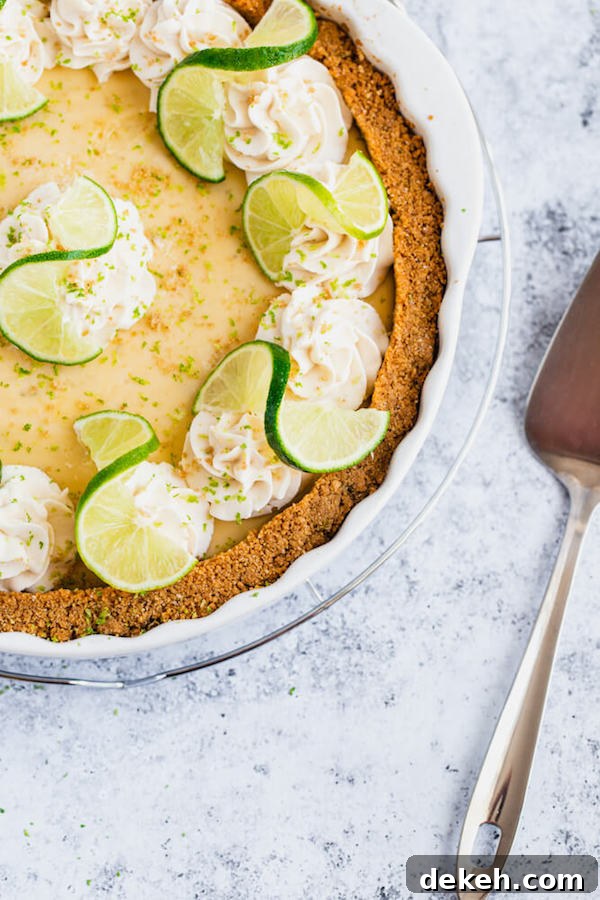 Decorated key lime pie Decorated key lime pie with lime twists
