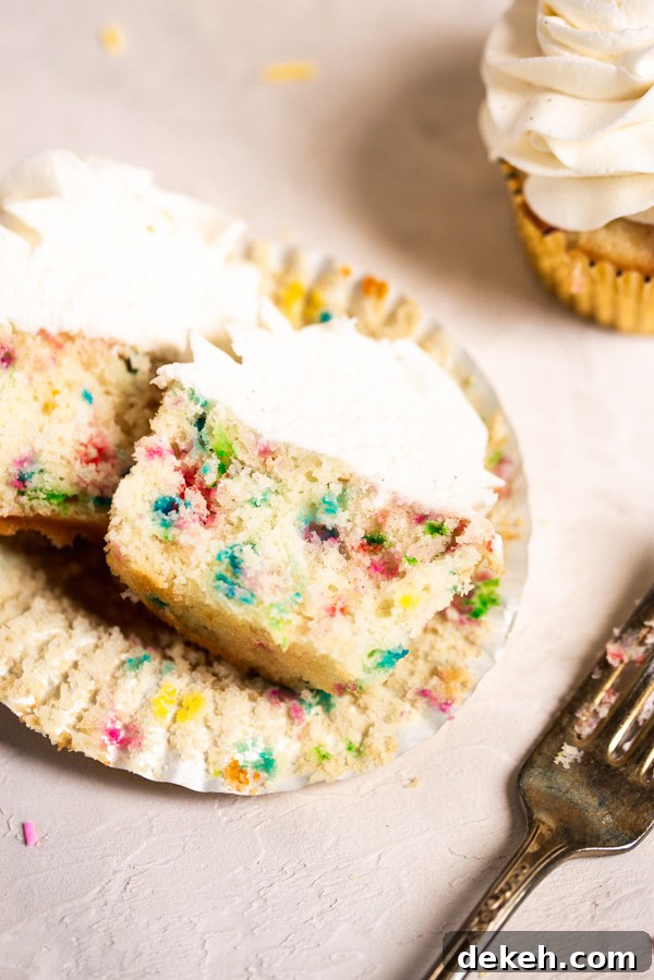 Funfetti Cupcakes with Vanilla Bean Buttercream Frosting 6 Frosted funfetti cupcakes