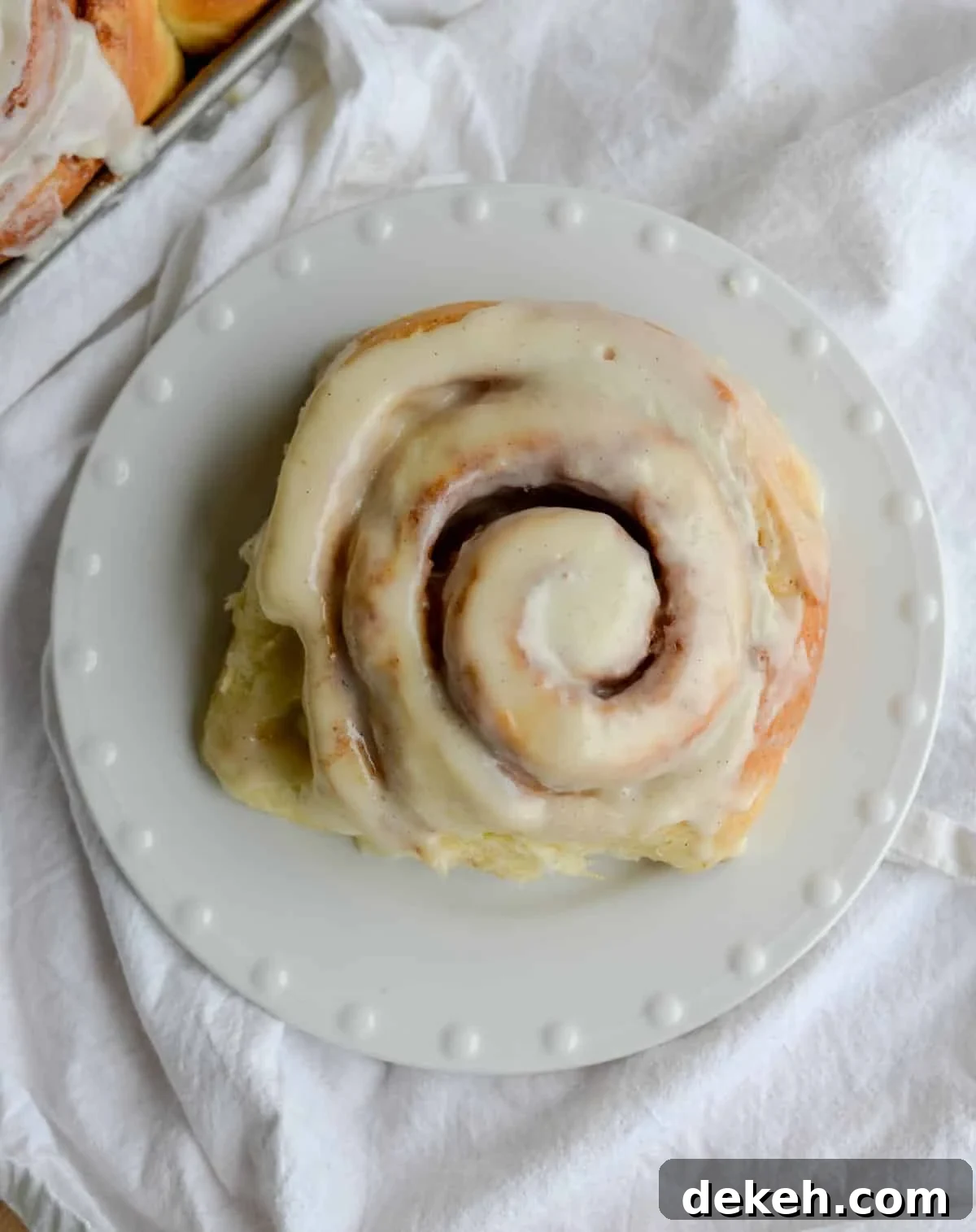 Replace Commercial Yeast with a Sourdough Starter 2 Cinnamon roll sitting on a plate.