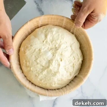 Sourdough bread in a banneton.