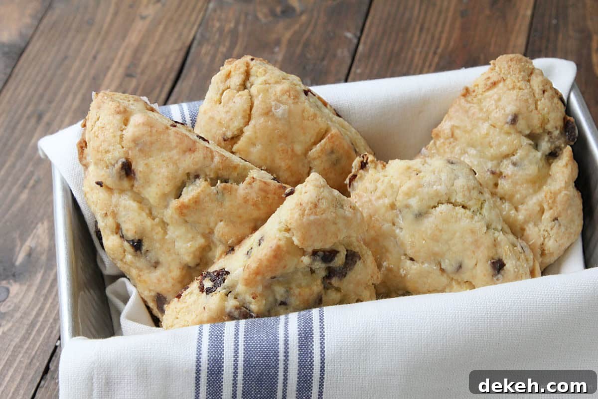 Orange Cherry Scones Orange Cherry Scones in basket with towel