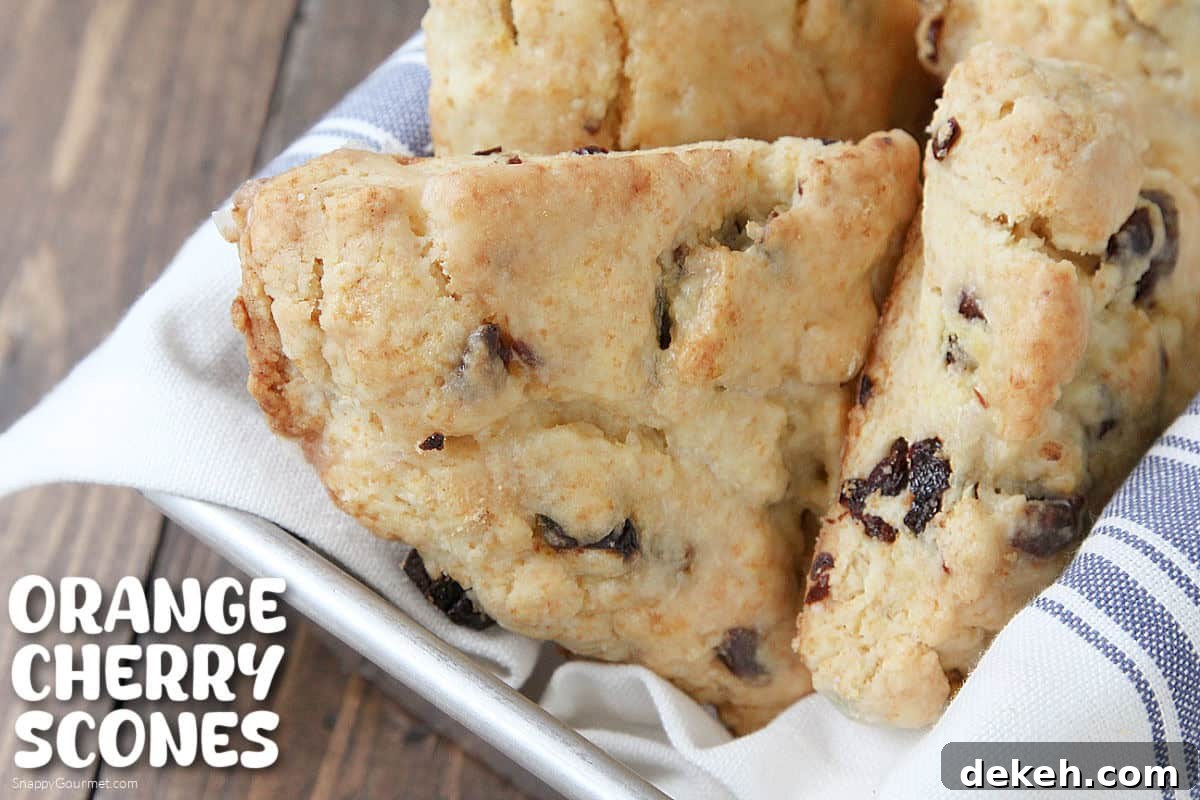 Orange Cherry Scones Orange Cherry Scones in basket with towel