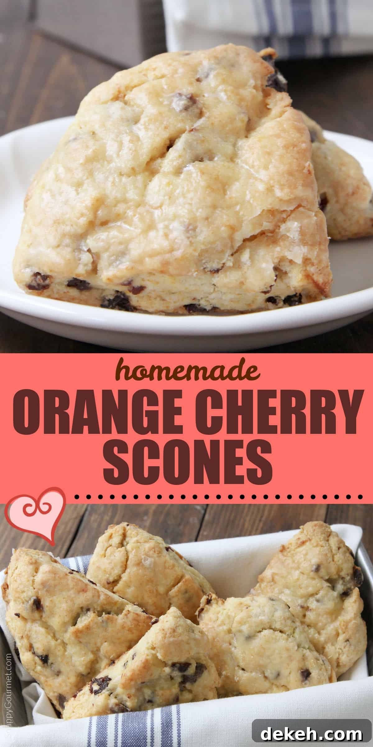 Orange Cherry Scones collage of Orange Cherry Scones