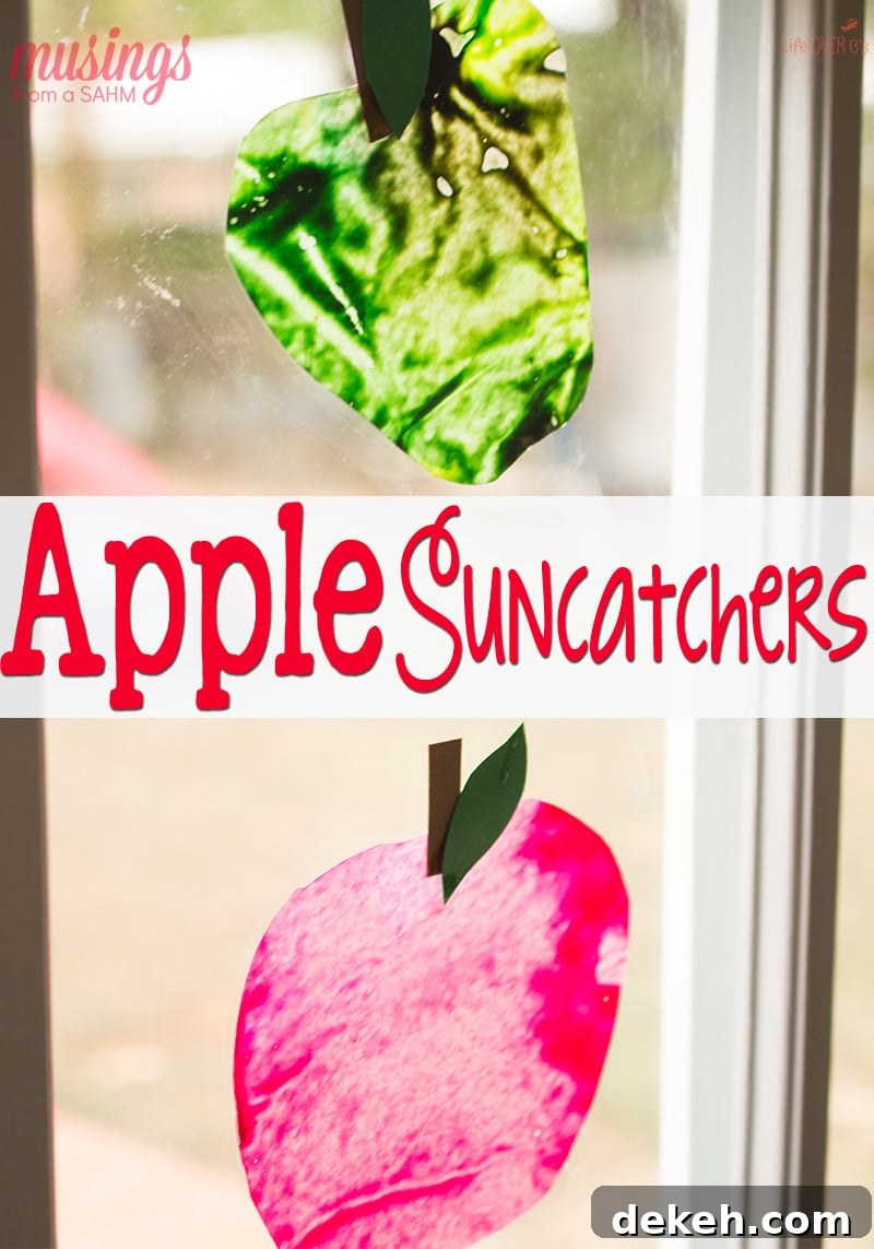 How to Make an Apple Suncatcher with Kids 8 Here's a fun fall activity for kids: this Apple Suncatcher Craft is not only super easy, but also a great way to use up broken crayons. Get the full easy tutorial here: