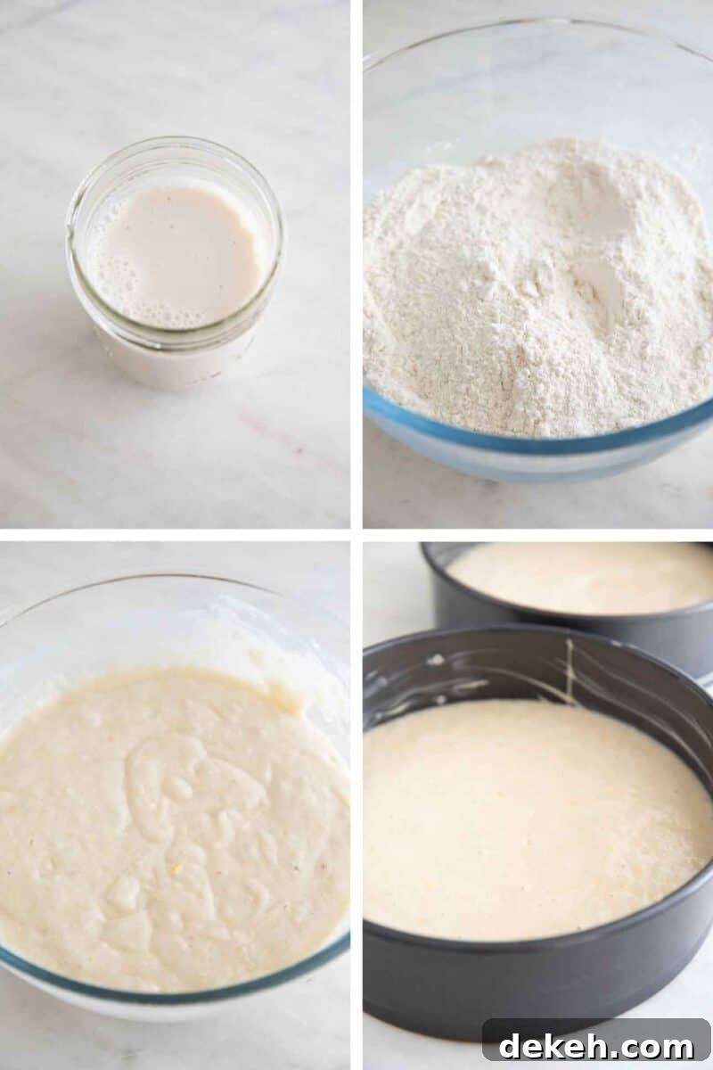 Moist Vegan Lemon Cake Recipe with Zesty Glaze 4 Step-by-step photos of how to make vegan lemon cake