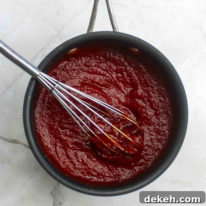 Homemade Tomato Ketchup Recipe from Scratch 6 Overhead view of process shot 3 - mix the onion, garlic, worcestershire sauce, vinegar, and salt.