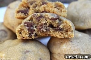Egg-Free Chocolate Chip Cookie Recipe for Soft, Chewy Results 2 Eggless Chocolate Chip Cookies are thick and chewy chocolate chip cookies made without eggs so if you are allergic to eggs or don't have any on hand this is for you! #egglesscookies #eggfreecookies #egglesschocolatechipcookies #chewychocolatechipcookies