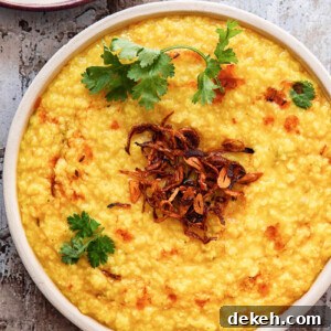 Restaurant-Style Moong Dal Tadka Recipe 7 Bowl of moong dal with garnish